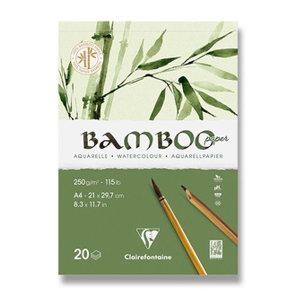 Papírenské zboží - Akvarelový blok Clairefontaine Bamboo A4, 20 listů, 250 g