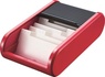 Papírenské zboží - Asztali névjegykártya tartó, piros, redőny zárás, válogatóval, 300 névjegykártya, HELIT