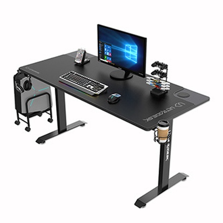 Papírenské zboží - ULTRADESK Herní stůl MOMENTUM - Black, 152,5x70 cm, 75,5 cm, s XL podložkou pod myš, držá