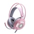 Papírenské zboží - Marvo HG8936, fejhallgató mikrofonnal, hangerőszabályzóval, rózsaszín, háttérvilágítással, 3,5 mm-es jack csatlakozóval
