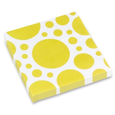 Papírenské zboží - Ubrousky Solid Color Dots žluté