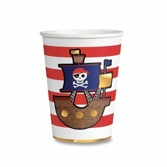 Papírenské zboží - Papírové kelímky Pirates Map objem 0,25 l, 8 ks