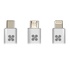 Papírenské zboží - USB kábel (2.0), USB A M- Lightning M + USB C M + MicroUSB M, 1,2 m, kerek, ezüst, Pro