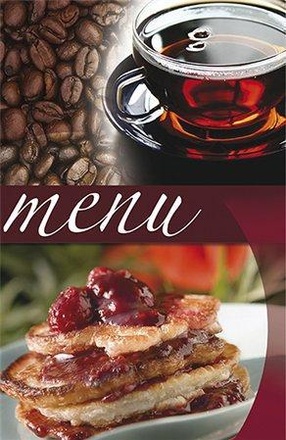 Papírenské zboží - Desky na jídelní lístek "Coffee", motiv káva/ čaj/ zákusek, A5, PANTA PLAST