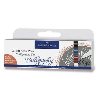 Papírenské zboží - Popisovač Faber-Castell Pitt Artist Pen Calligraphy - 4 kusy, tmavé barvy